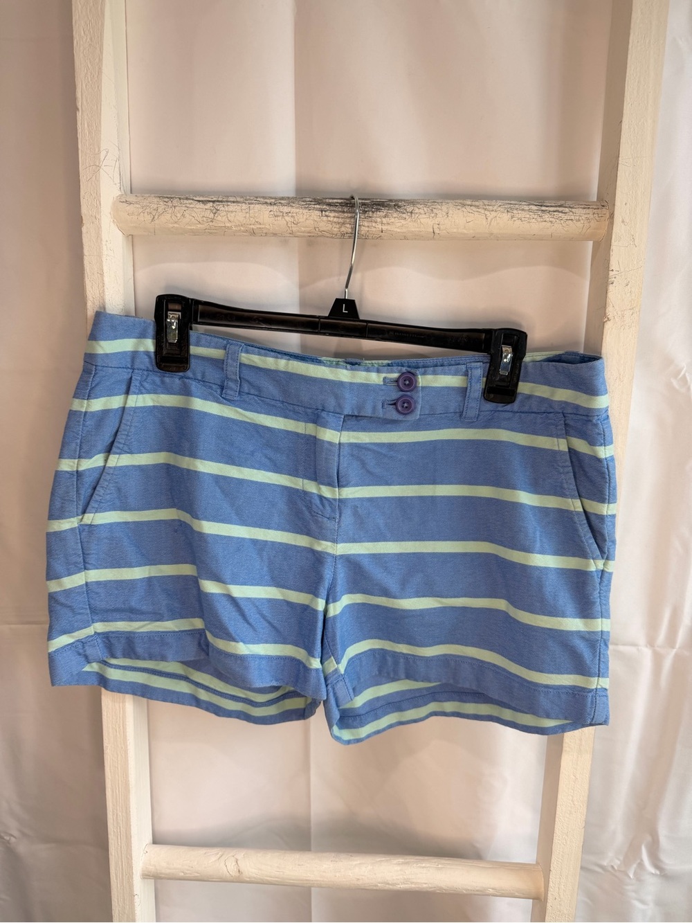 Vineyard Vines Blue & Light Green Striped Bermuda Shorts